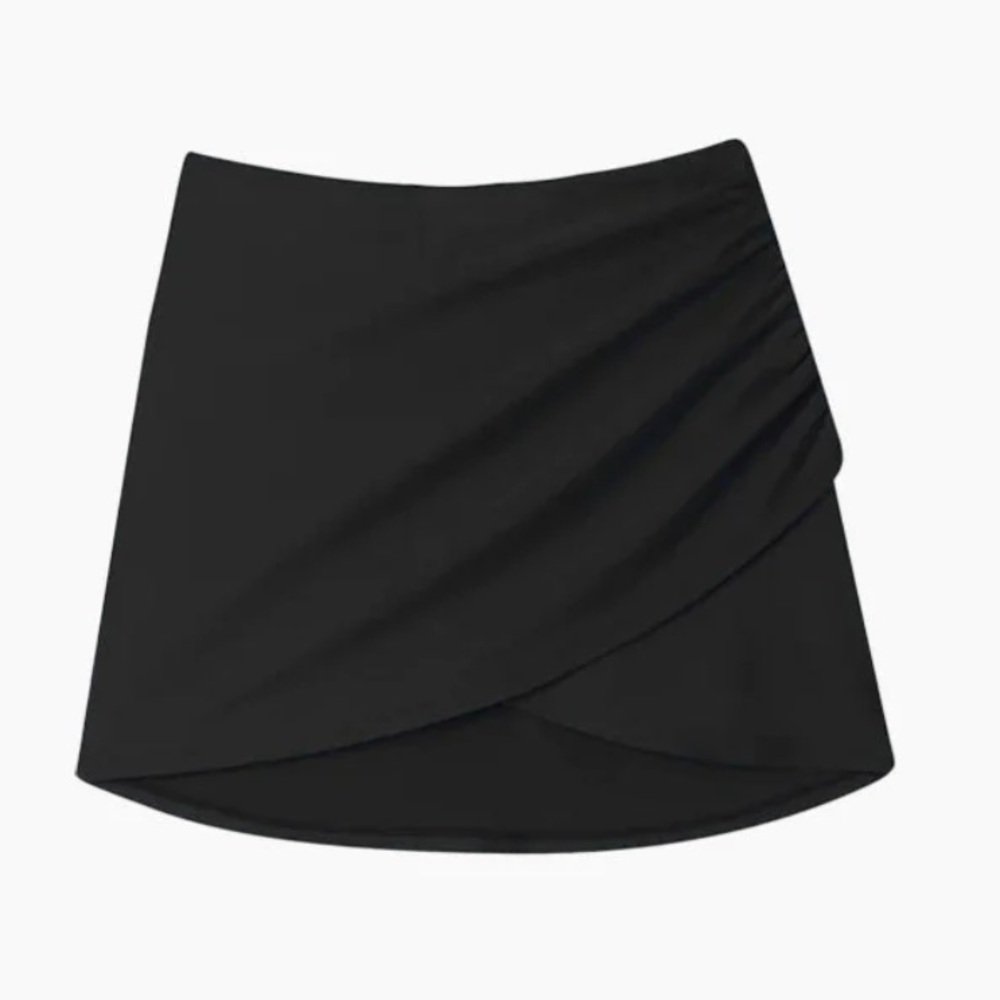 Summersalt Ruched Swim Skirt Cover Up Black Faux Wrap Sz Small